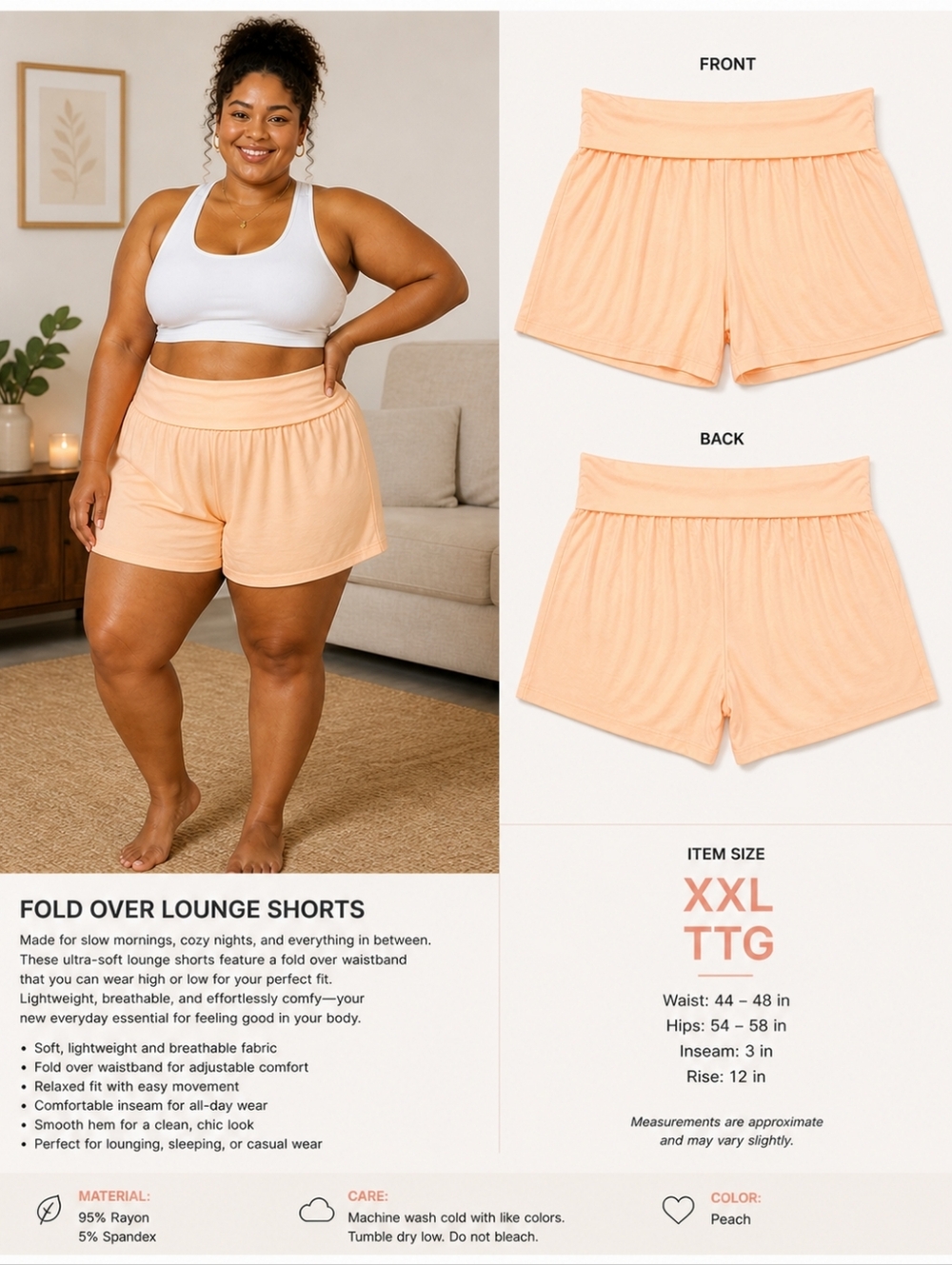 Old Navy Maternity Peach Fold-Over Lounge Shorts